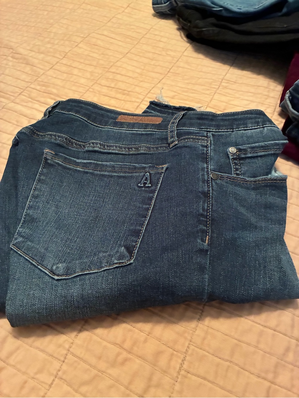 Dark Blue Women's Denim Jeans - A Embroidered Pocket - Articles of Society